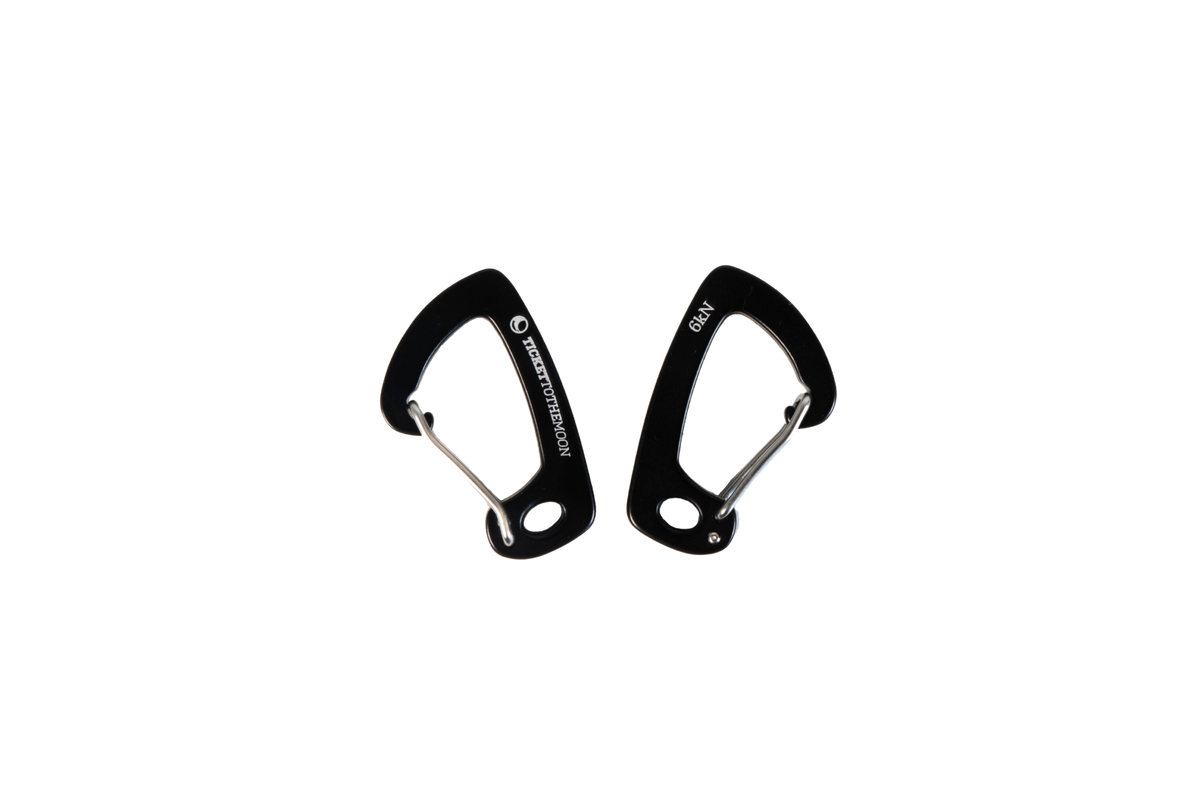 Lightest Carabiner 6kN (2-Pack): two black wire-gate carabiners, one showing the logo, the other the 6kN rating
