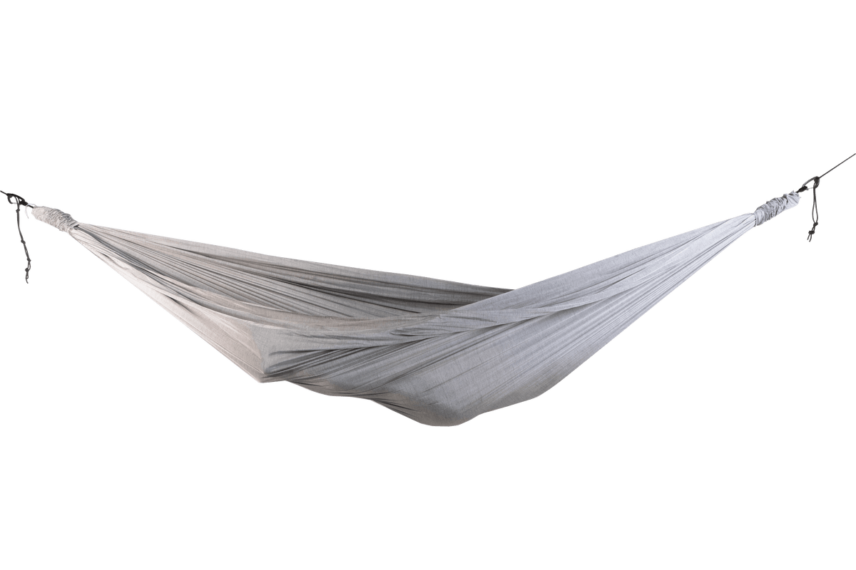 Home Hammock 420 in Frosty Grey, hung empty, side view