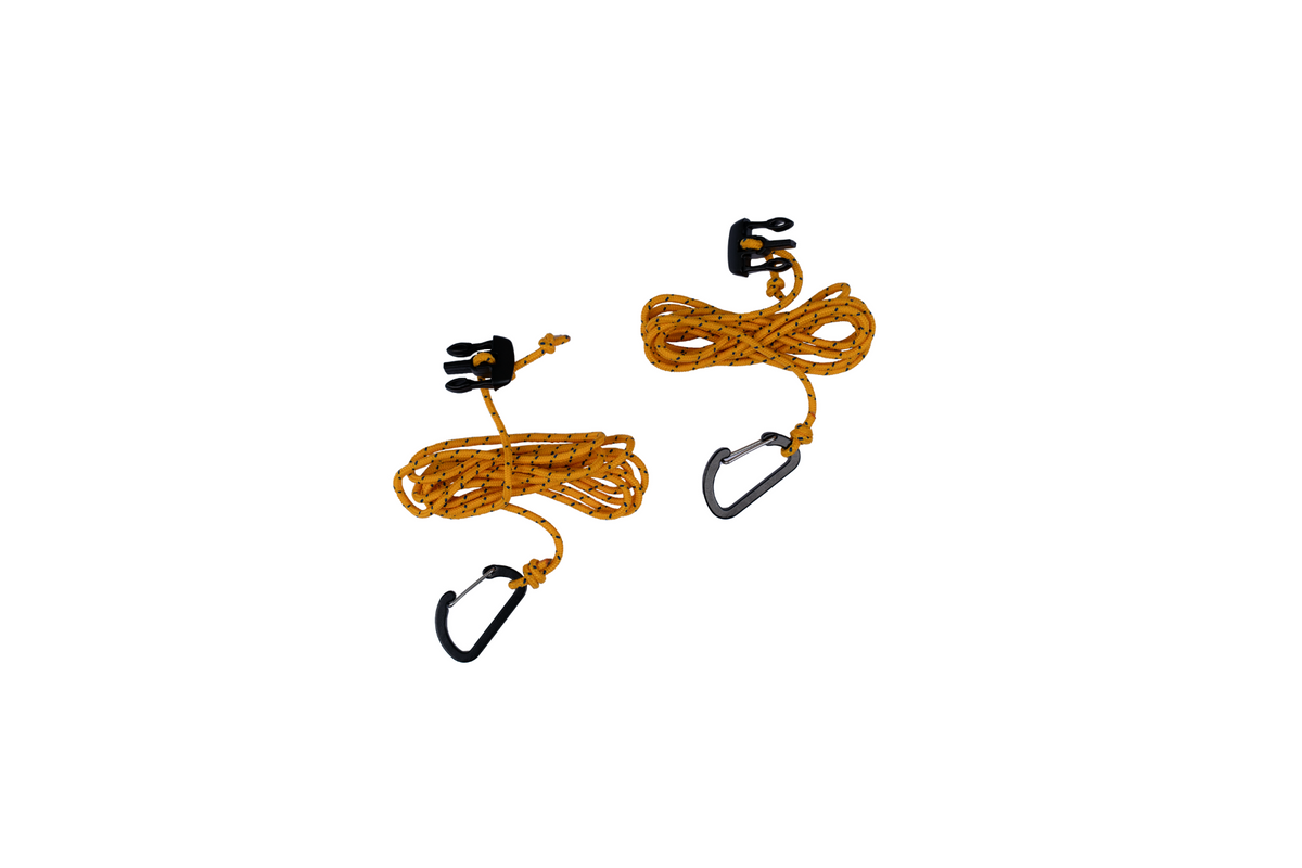 Tarp Buckle Replacement Set (2-Pack) with orange cords: two coiled guylines with buckles and carabiners