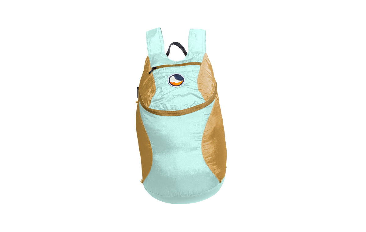 Mini Backpack 15L in Mint and Sand with a sand zip, front view