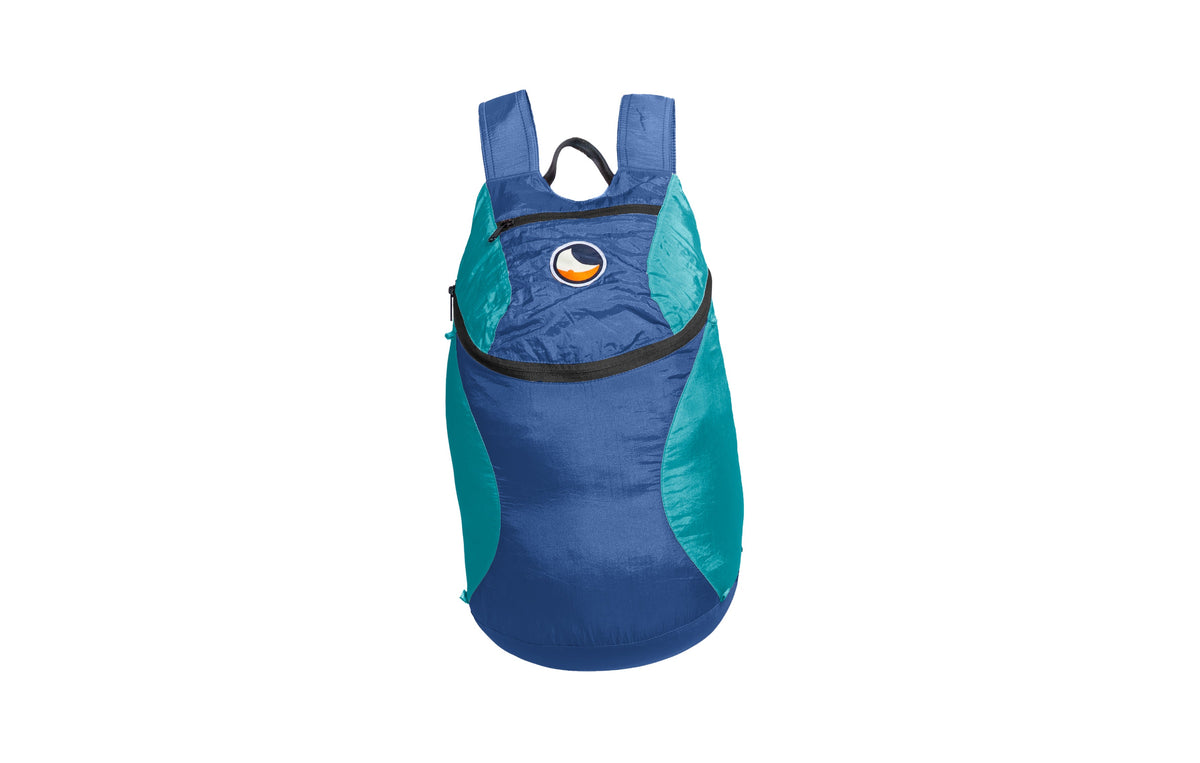 Mini Backpack 15L in Royal Blue and Aqua with a black zip, front view