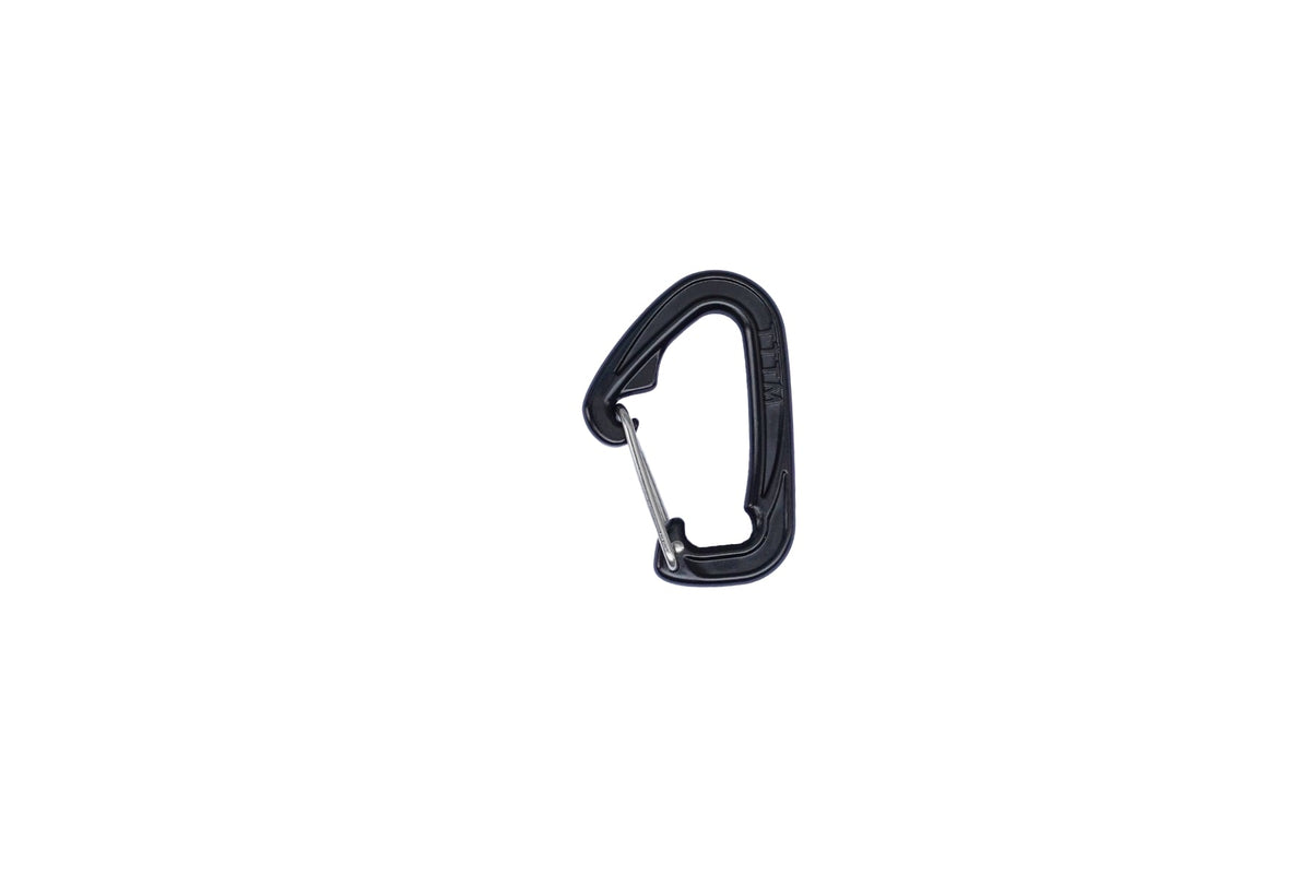 Carabiner 10kN (2-Pack): single black wiregate carabiner on a white background