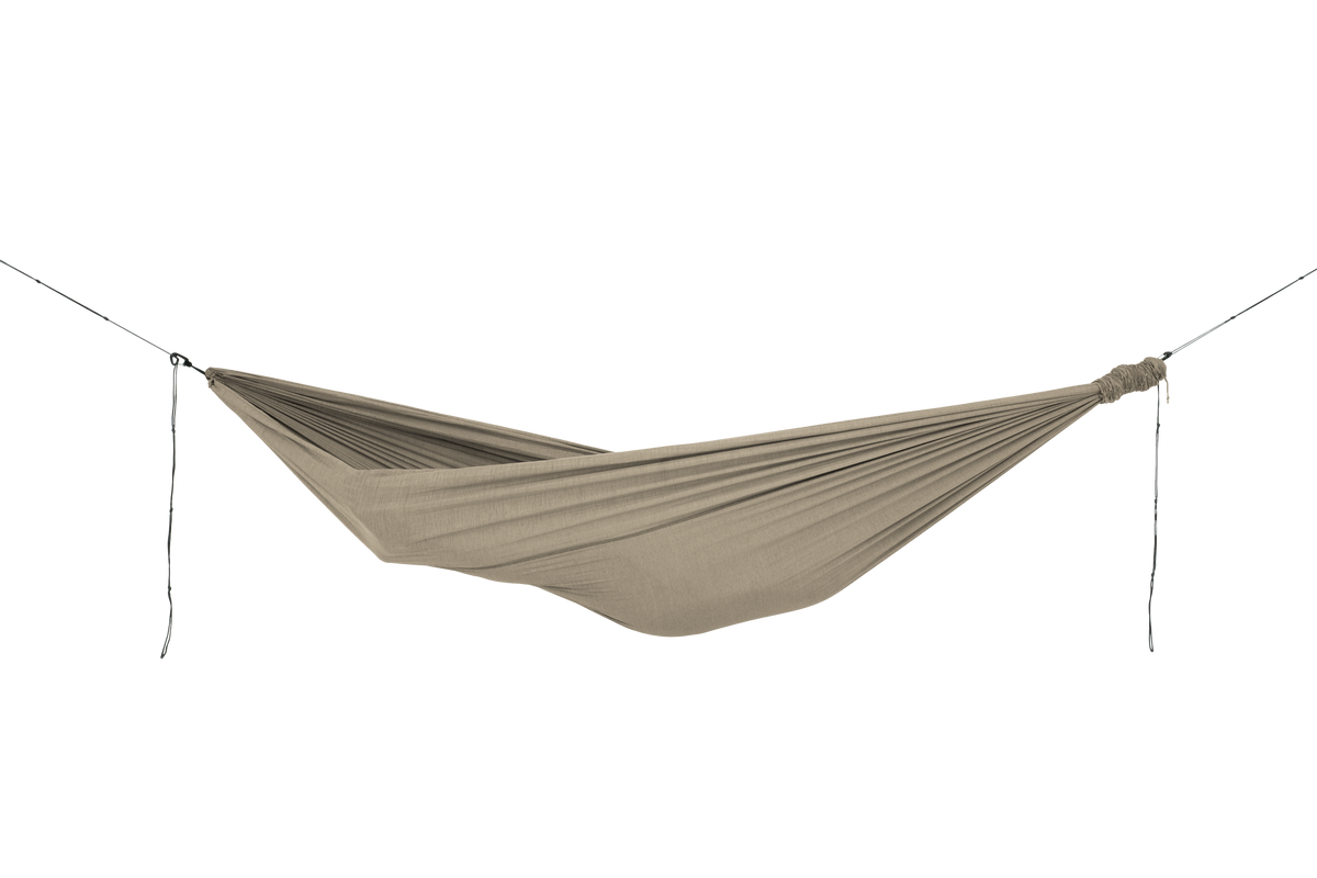 Home Hammock 320 in Natural Beige, hung empty, side view