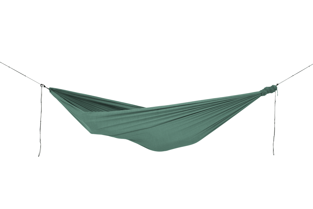 Home Hammock 320 in Sage Green, hung empty, side view