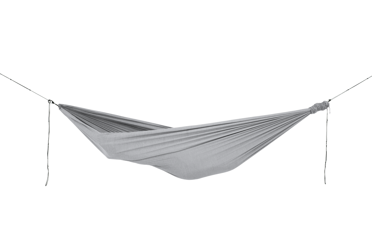 Home Hammock 320 in Frosty Grey, hung empty, side view